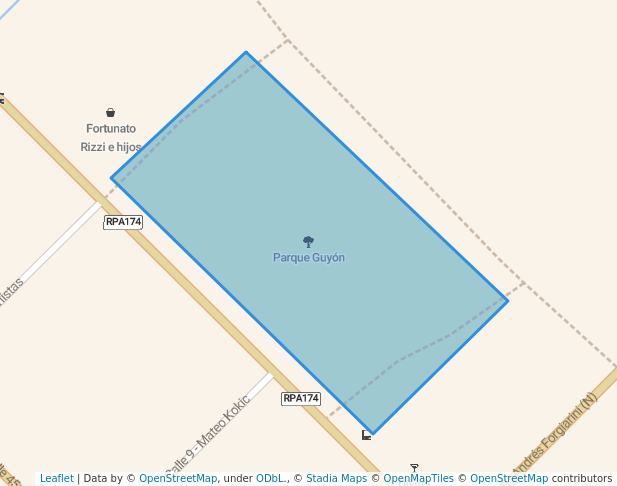 walking in Parque Guyón map in Colonia Caroya