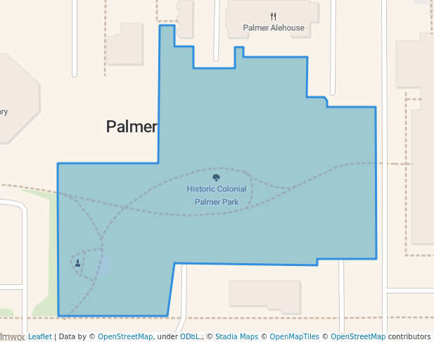walking in Historic Colonial Palmer Park map in Palmer