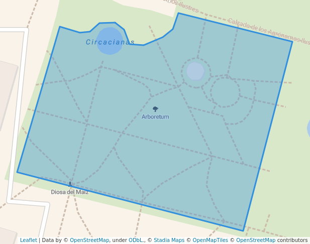 walking in Arboretum map in Texcoco