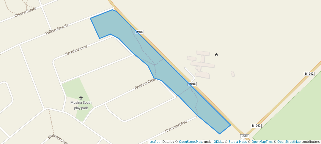 walking in Willem Smit Park map in Musina