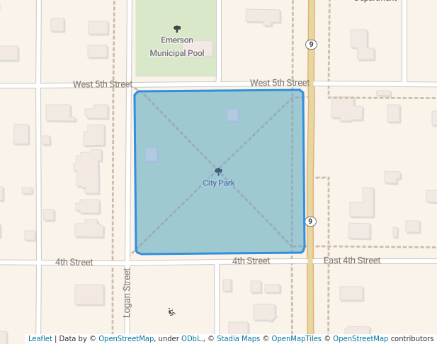 walking in City Park map in Emerson