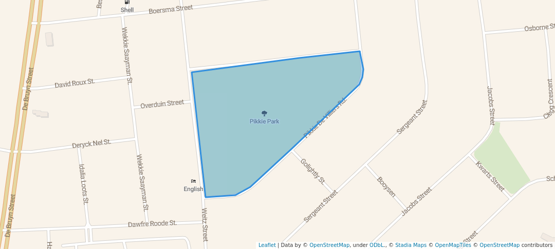 walking in Pikkie Park map in Bloemfontein