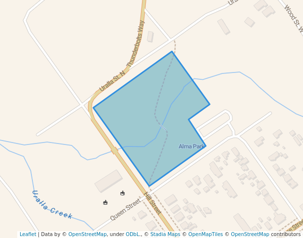 walking in Alma Park map in Uralla