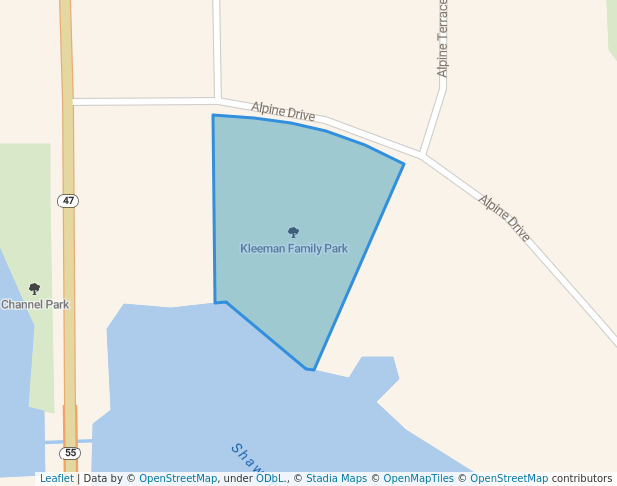 walking in Kleeman Family Park map in Shawano