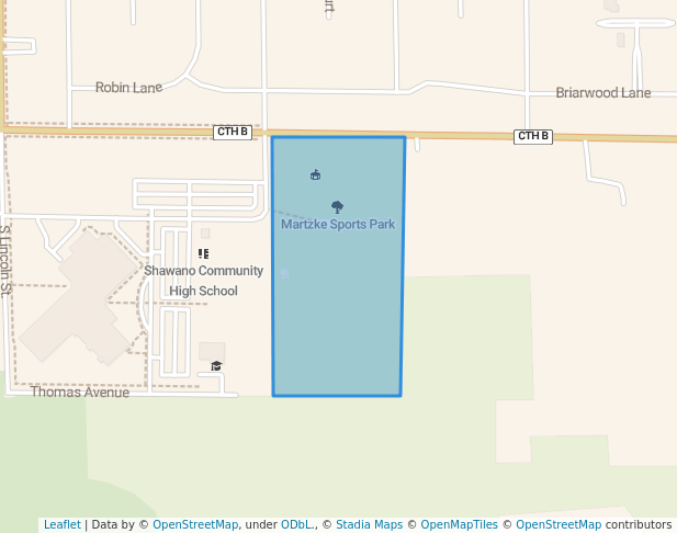 walking in Martzke Sports Park map in Shawano