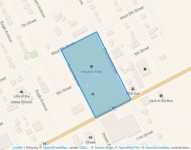 walking in Western Park map in Parker