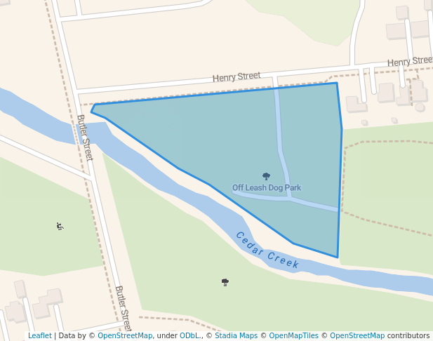 walking in Off Leash Dog Park map in Woodstock