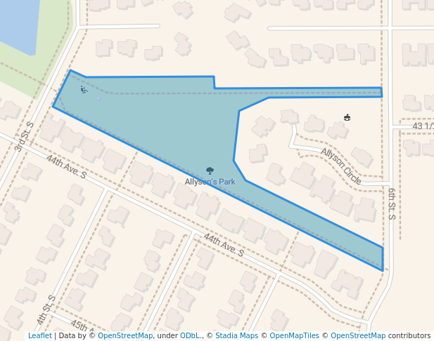 walking in Allyson's Park map in Moorhead