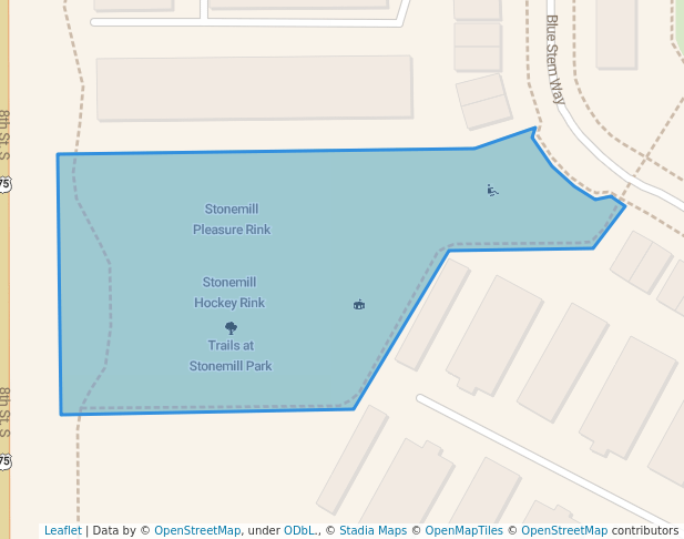 walking in Trails at Stonemill Park map in Moorhead