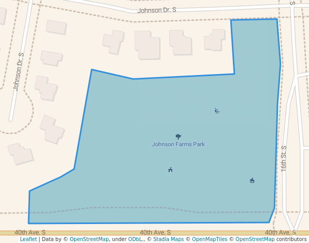 walking in Johnson Farms Park map in Moorhead