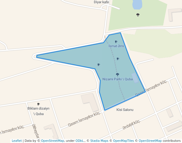 walking in Nizami Parki map in Quba