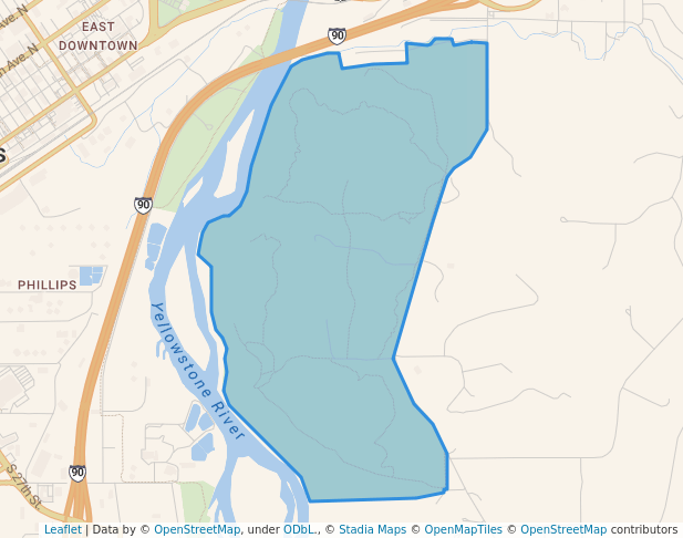 walking in Four Dances Natural Area map in Billings