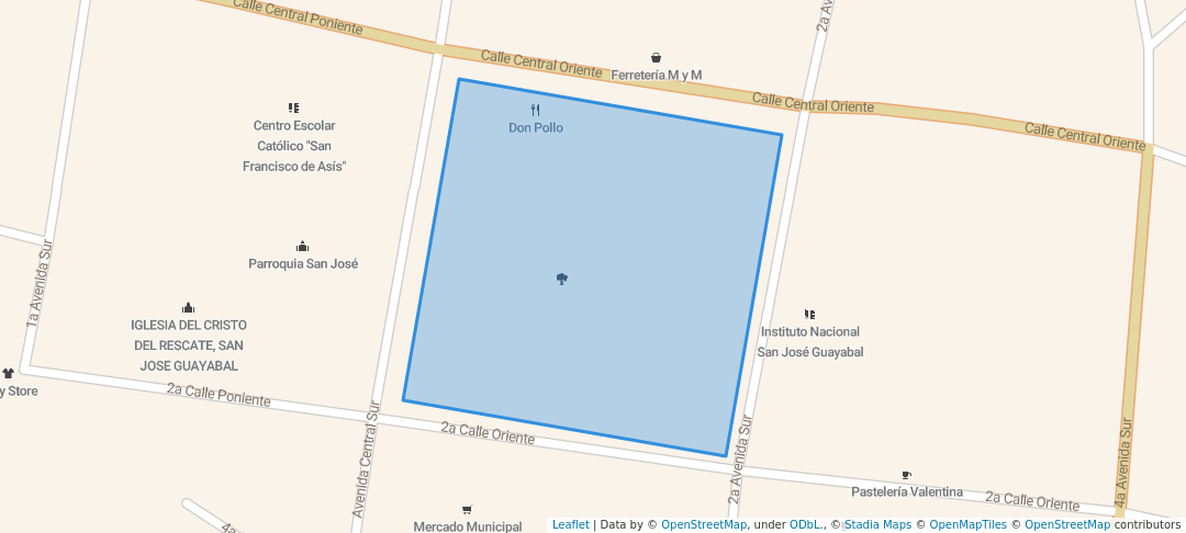 walking in Parque Central San José Guayabal map in San José Guayabal