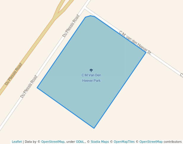 walking in C M Van Den Heever Park map in Bloemfontein