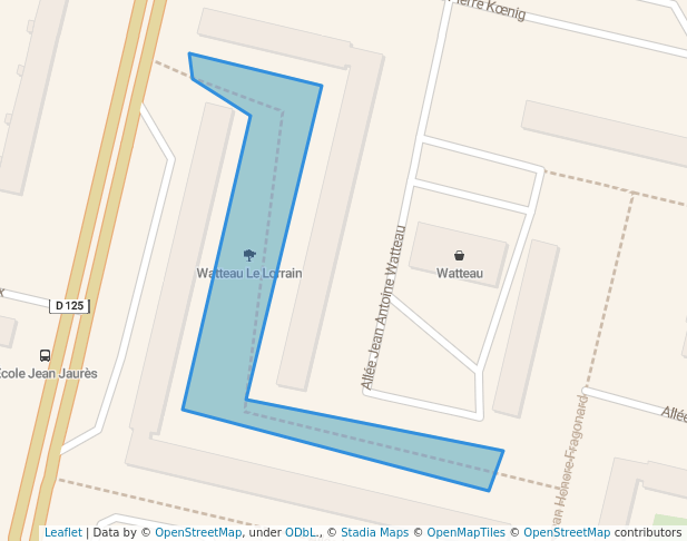 walking in Watteau Le Lorrain map in Sarcelles