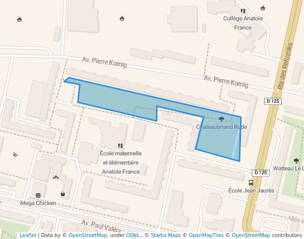 walking in Chateaubriand Rude map in Sarcelles