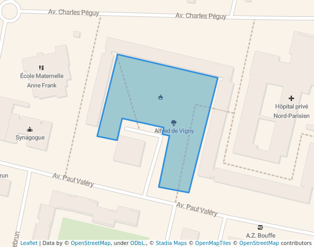 walking in Alfred de Vigny map in Sarcelles