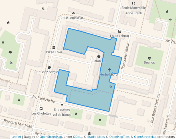 walking in Herbé Lebrun map in Sarcelles