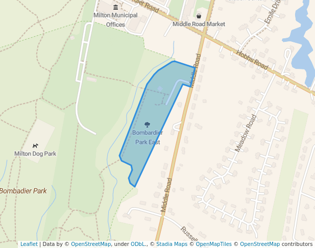 walking in Bombardier Park East map in Cozy Corner