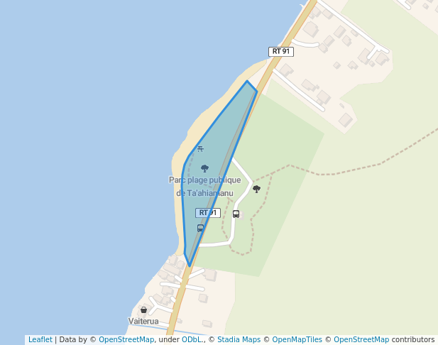 walking in Parc plage publique de Ta'ahiamanu map in Moorea-Maiao