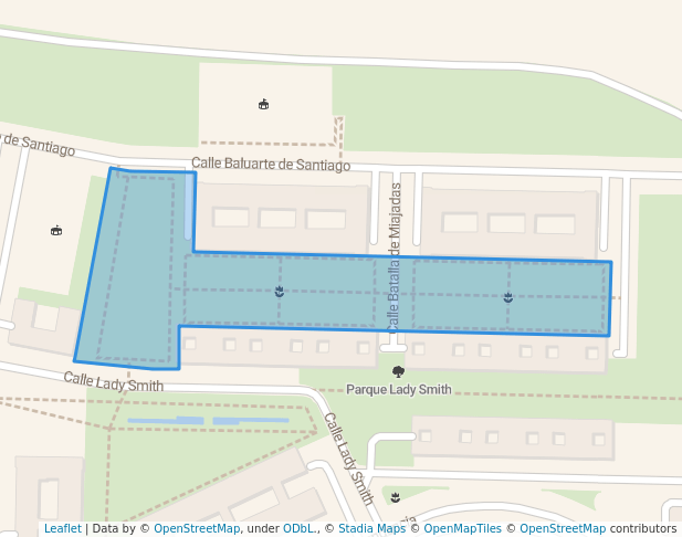 walking in Parque Miajadas map in Badajoz