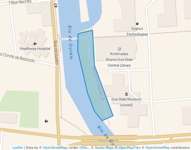 walking in Mangrove Boardwalk map in Panaji