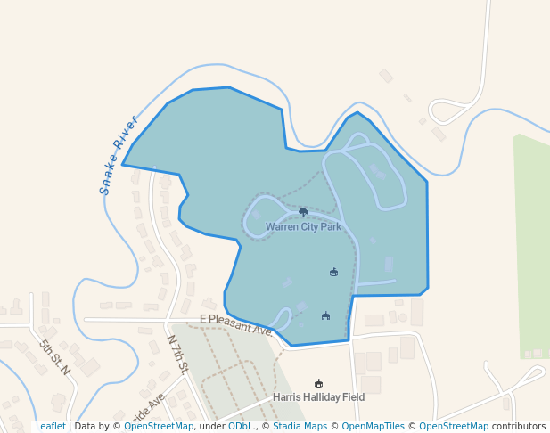 walking in Warren City Park map in Warren