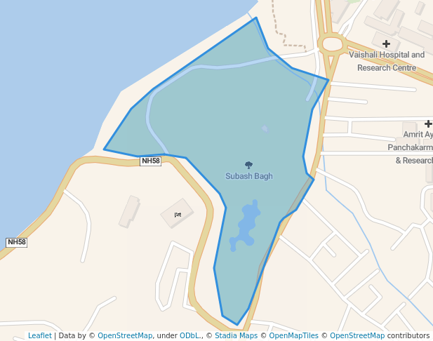 walking in Subash Bagh map in Ajmer