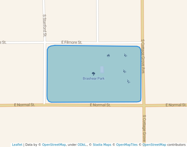 walking in Brashear Park map in Kirksville