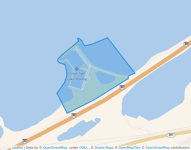 walking in Great Salt Lake Marina map in Magna