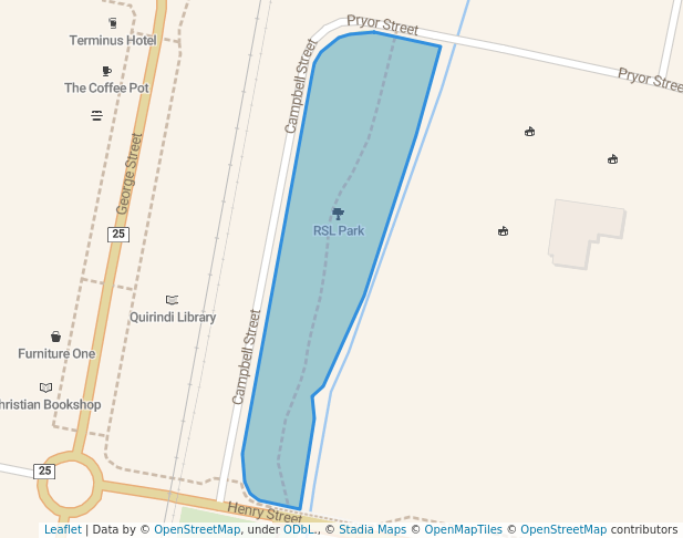 walking in RSL Park map in Quirindi
