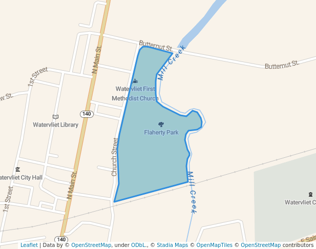 walking in Flaherty Park map in Watervliet