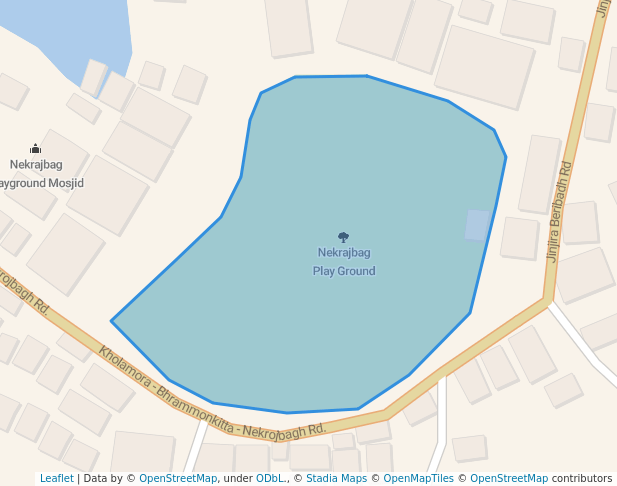 walking in Nekrajbag Play Ground map in Keraniganj