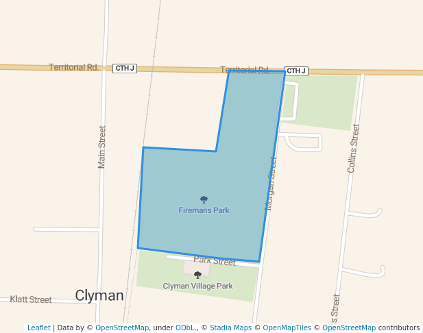 walking in Firemans Park map in Clyman