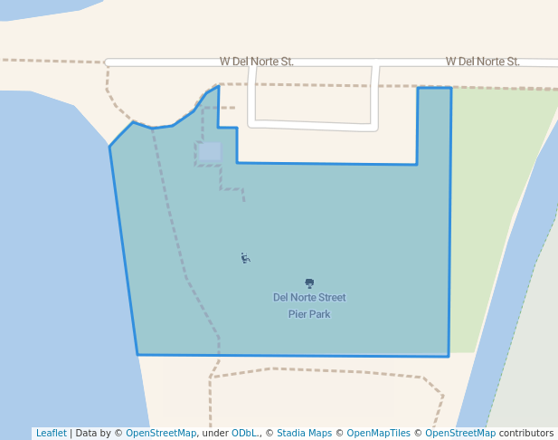 walking in Del Norte Street Pier Park map in Eureka