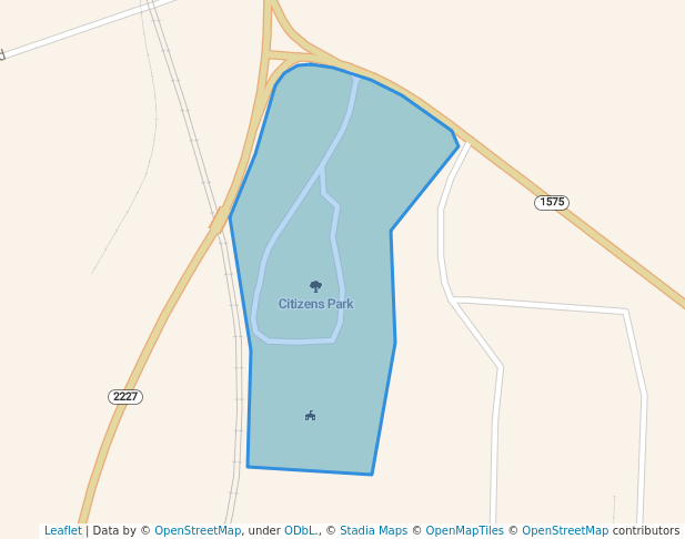 walking in Citizens Park map in Somerset