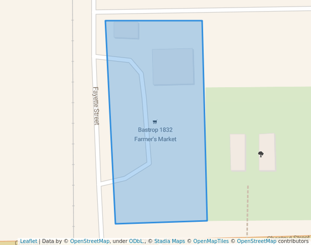 walking in Farmer's Market map in Bastrop