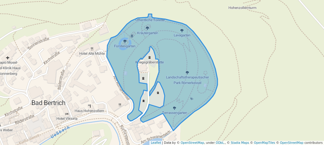walking in Landschaftstherapeutischer Park Römerkessel map in Bad Bertrich
