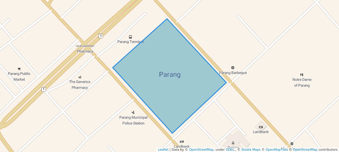 walking in Parang Town Plaza map in Parang