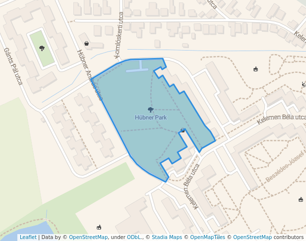 walking in Hübner Park map in Székesfehérvár