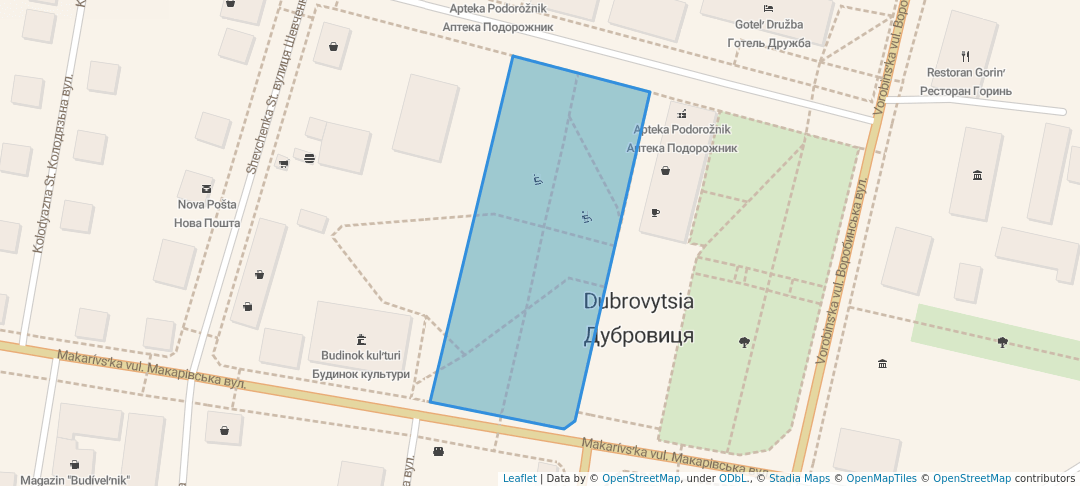 walking in Парк Центральний map in Dubrovytsia