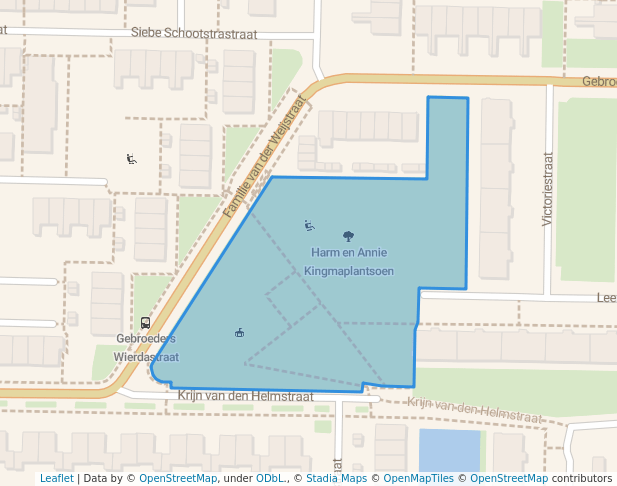 walking in Harm en Annie Kingmaplantsoen map in Leeuwarden