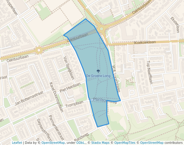 walking in De Groene Long map in Bussum