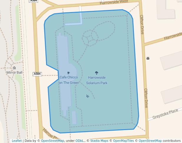 walking in Harrowside Solarium Park map in Blackpool