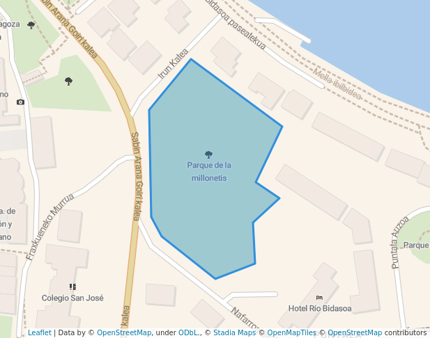walking in Parque de la millonetis map in Hondarribia