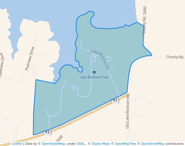 walking in Lake Bonham Park map in Bonham