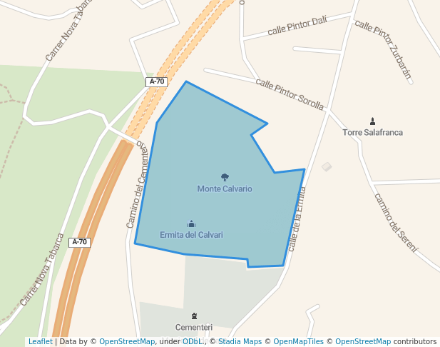 walking in Monte Calvario map in San Juan de Alicante