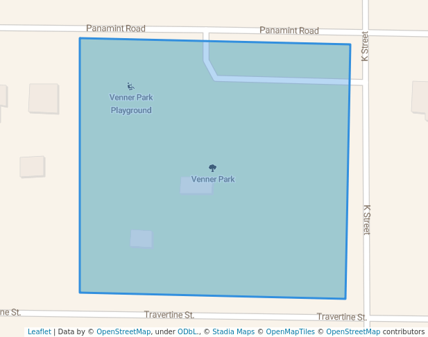 walking in Venner Park map in Barstow