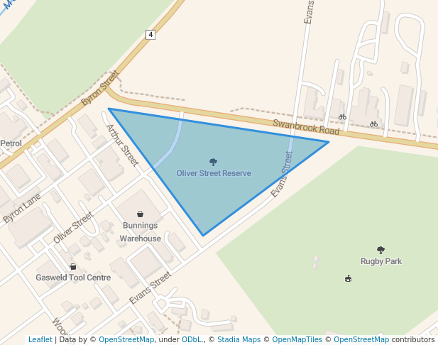 walking in Oliver Street Reserve map in Inverell