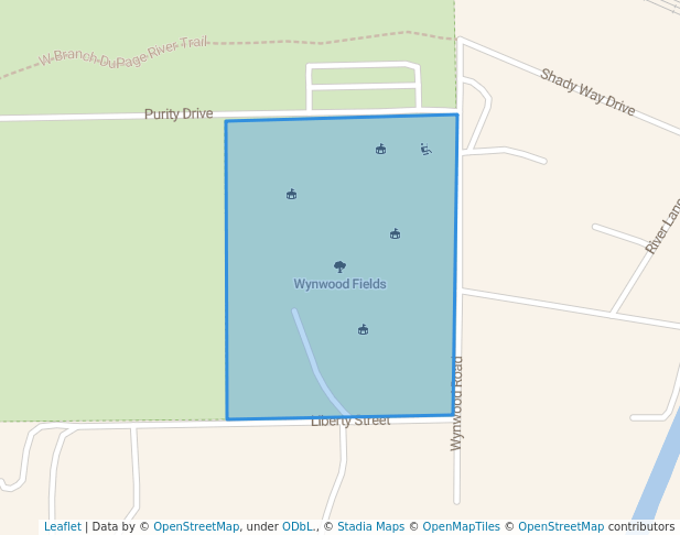 walking in Wynwood Fields map in Winfield